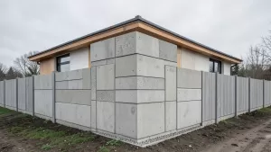 Dom z płyt betonowych ogrodzeniowych