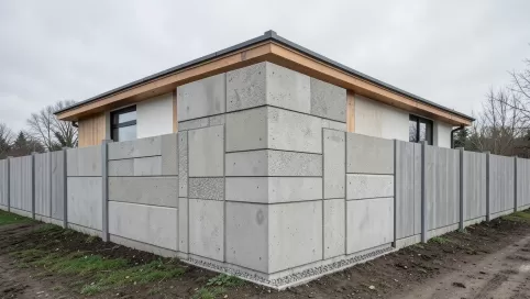 Dom z płyt betonowych ogrodzeniowych