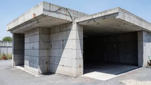 garaż z płyt betonowych z wiata