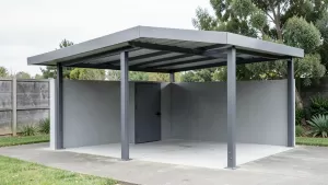 Nowoczesna wiata garażowa z pomieszczeniem gospodarczym