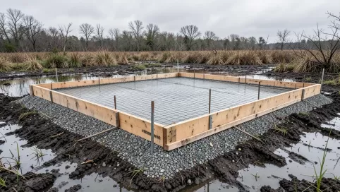 Płyta fundamentowa na podmokłym terenie