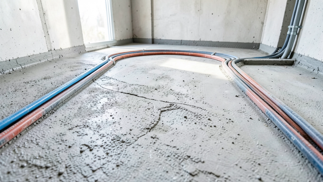 Instalacje w płycie fundamentowej wod-kan, ogrzewanie podłogowe i elektryka