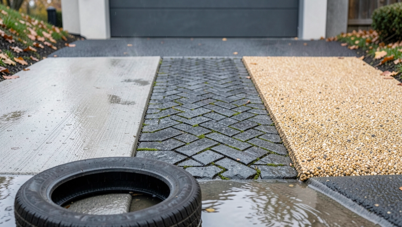 Materiały na podjazd pod górkę beton, kostka czy żywica?