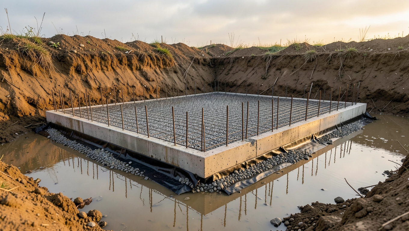 Płyta fundamentowa pod piwnicę a wysoki poziom wód gruntowych
