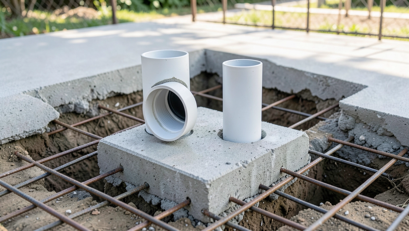 Przepusty na wodę i WLZ pod płytą fundamentową, średnice i osadzenie