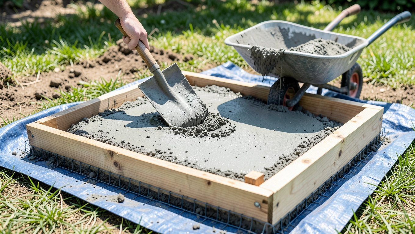 Wylewanie płyty fundamentowej pod grill bez betoniarki