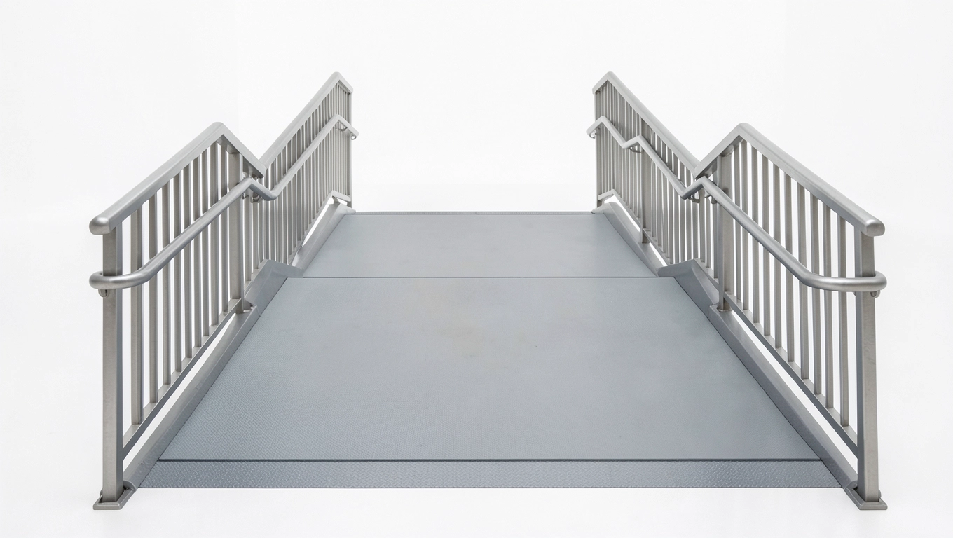 Balustrady po obu stronach podjazdu niepełnosprawni