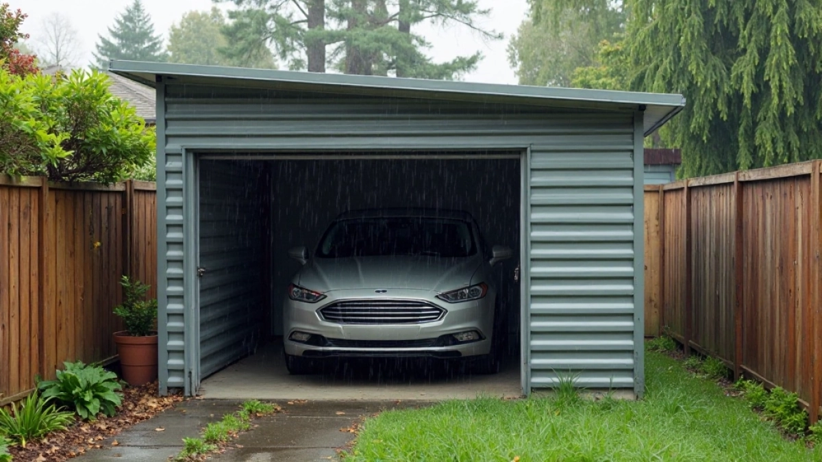 czy garaż blaszany może stać w granicy