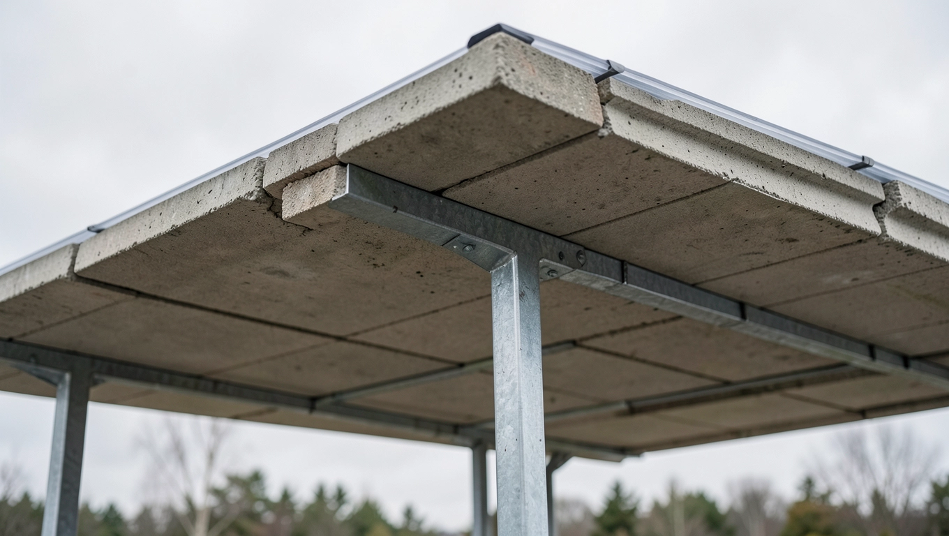 Dach na wiacie z płyt betonowych