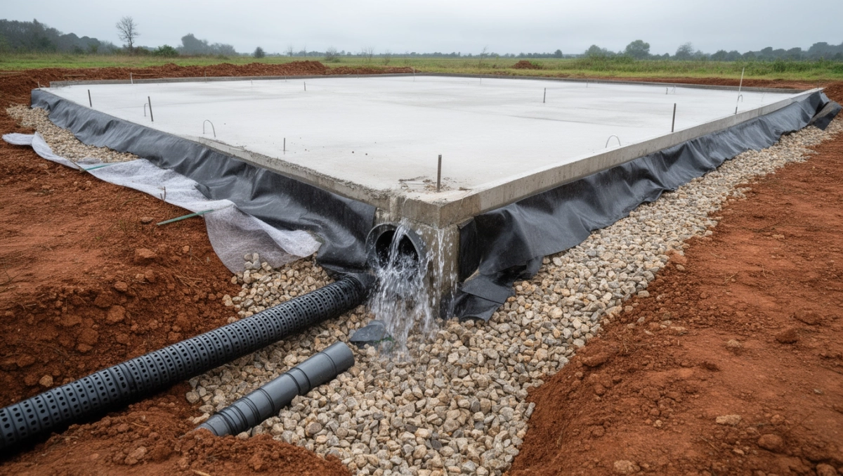 drenaż opaskowy płyta fundamentowa