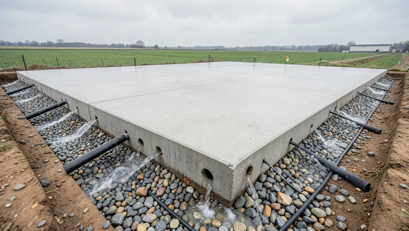 Drenaż wokół płyty betonowej