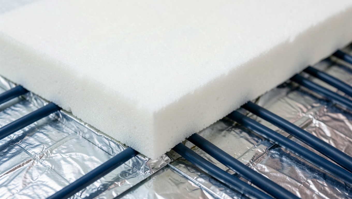 EPS nad PIR jako podkład pod rury ogrzewania