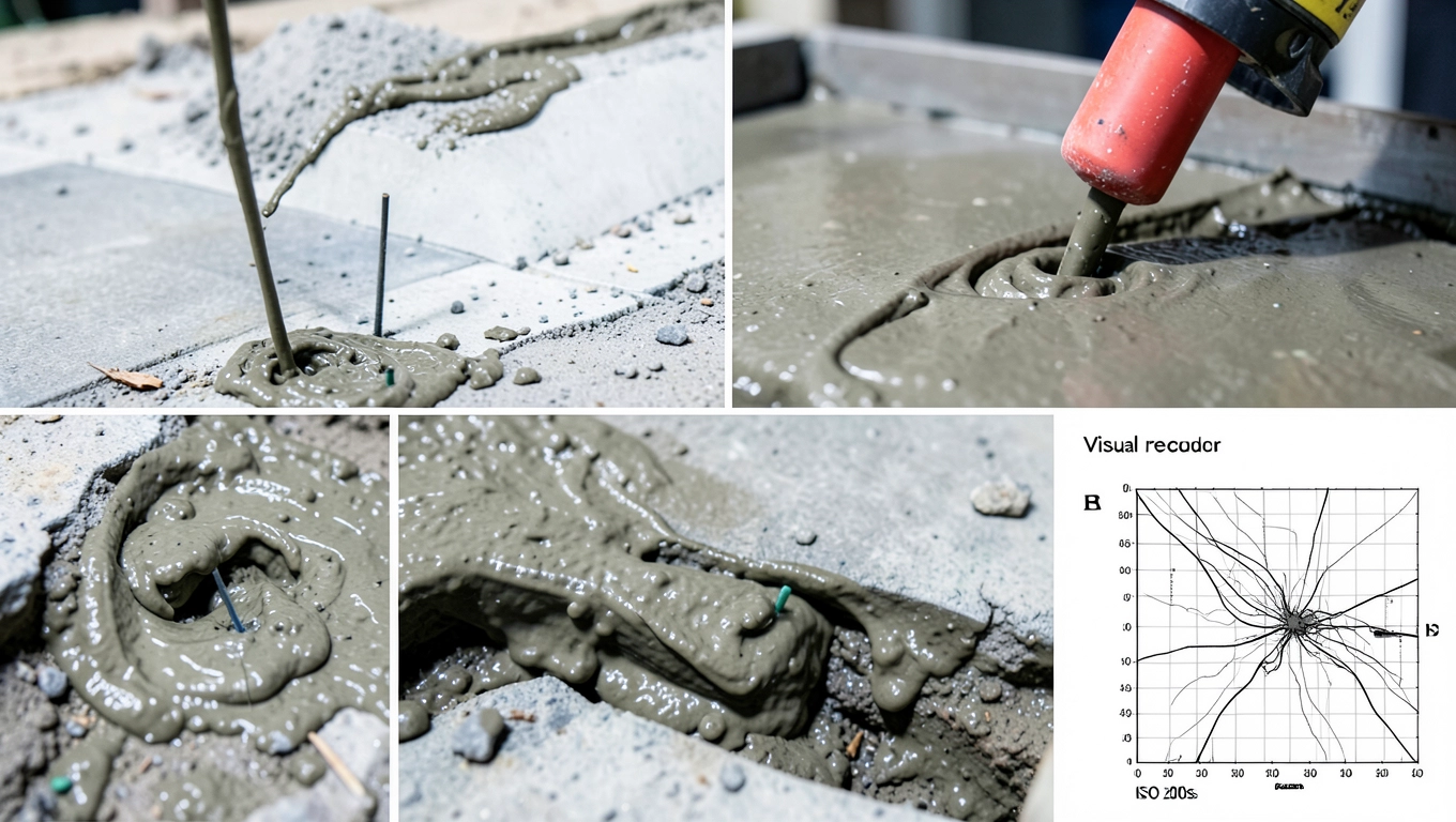 Etapy wykonania iniekcji w stabilizacji płyt betonowych