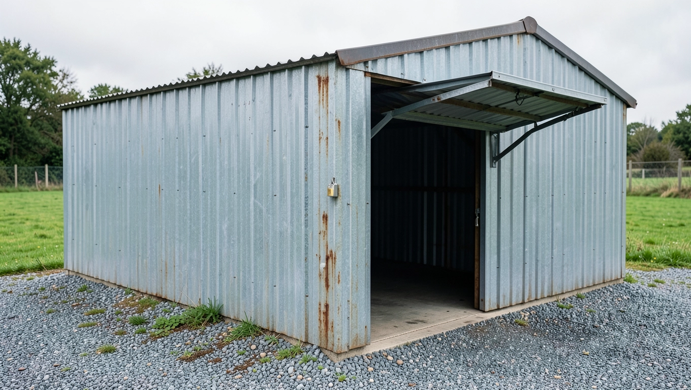 garaż blaszany 3x6 brama uchylna