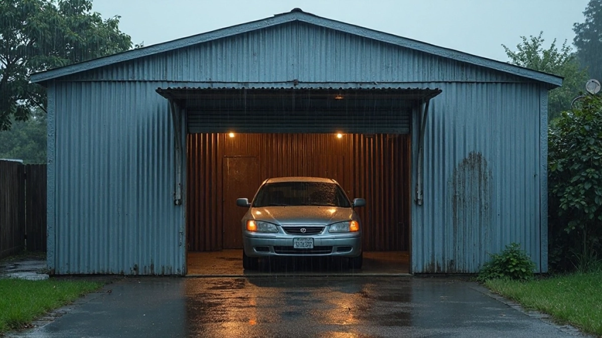 garaż blaszany 4x5 brama uchylna