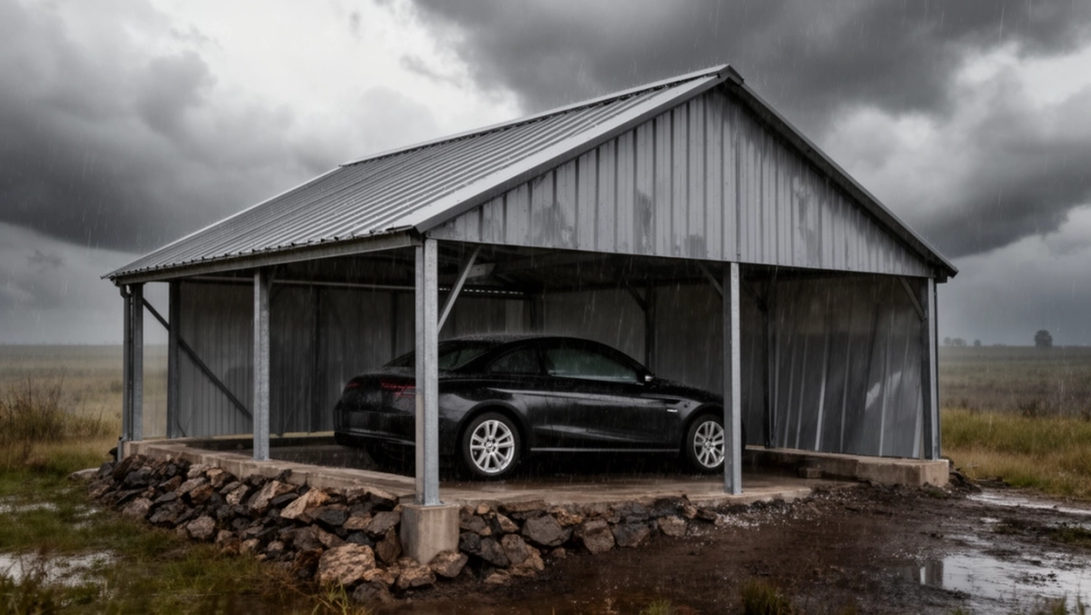 garaż blaszany dwuspadowy 3x6