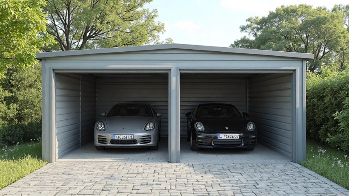 garaż blaszany podwójny