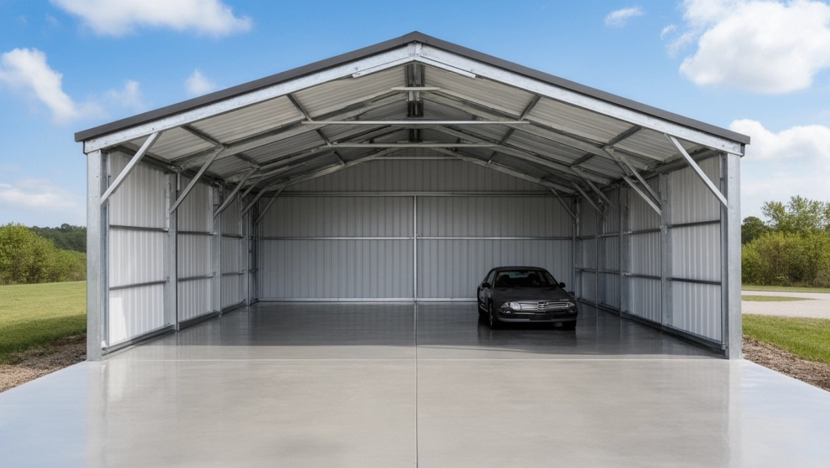 Garaż blaszany z montażem i wylewka