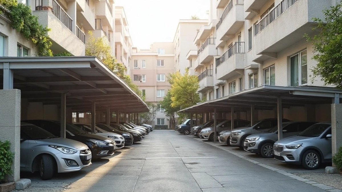 garaże blaszane w zabudowie szeregowej