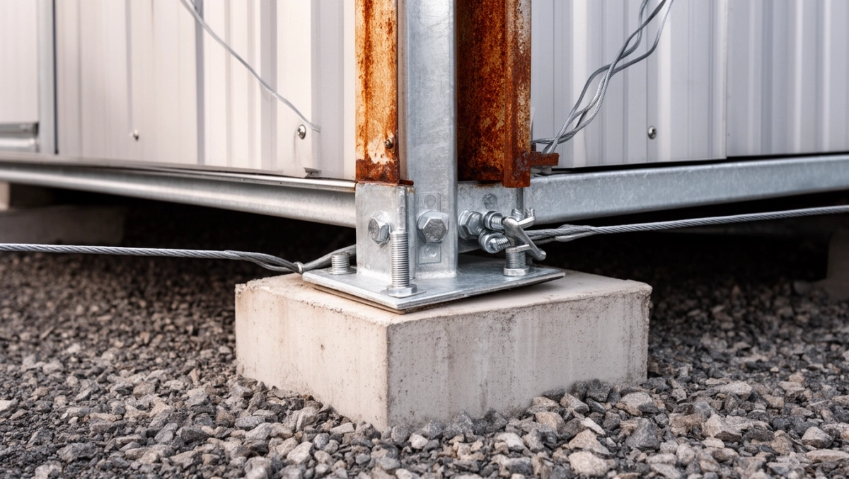 Mocowanie garażu blaszanego