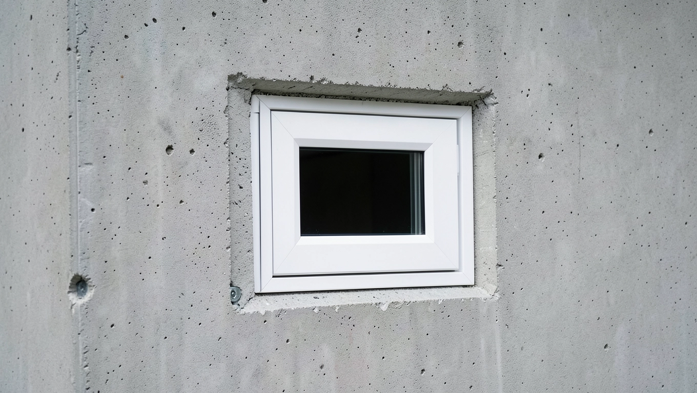 Montaż okien w płytach betonowych garażu