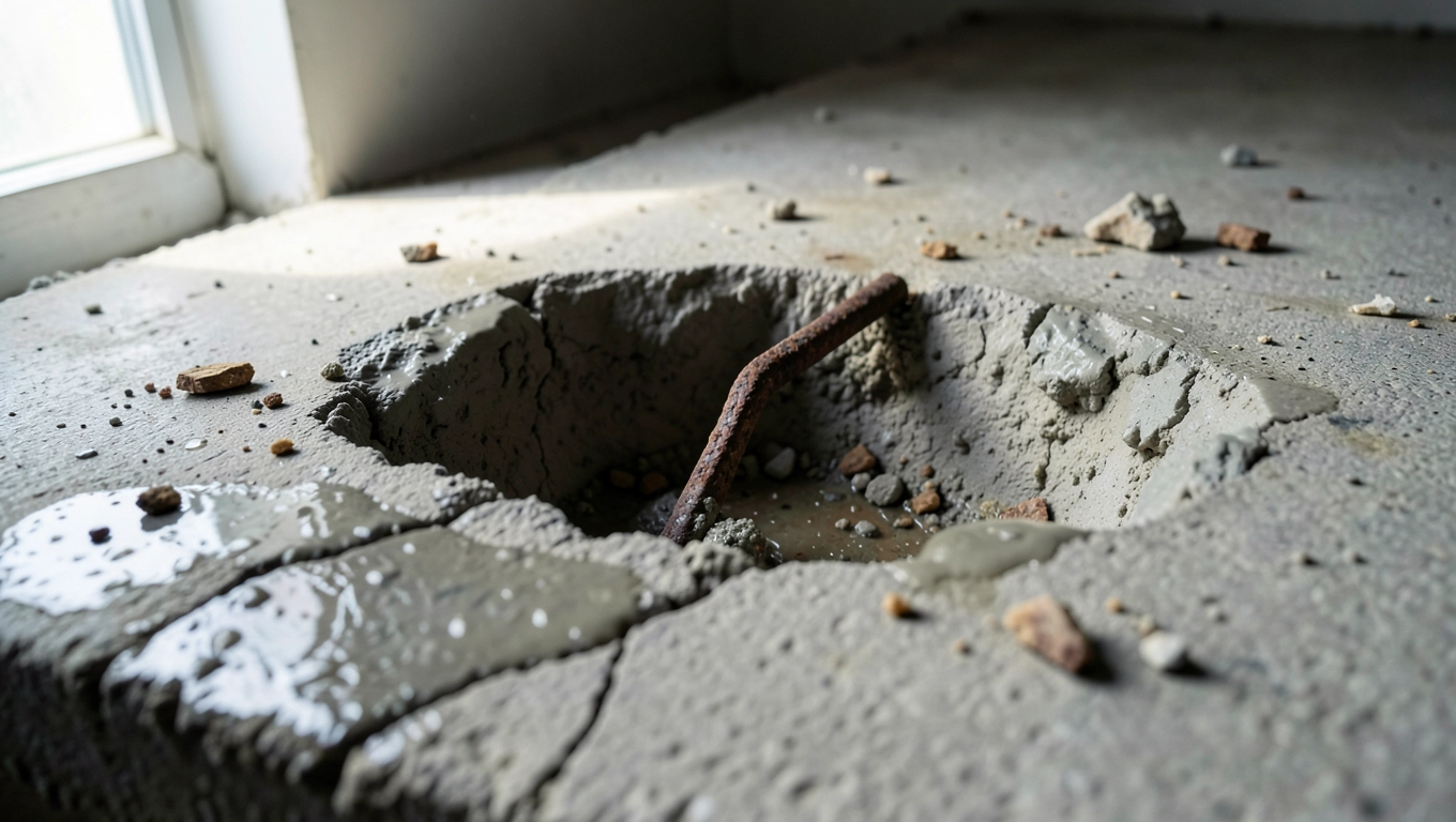 naprawa zapadniętej płyty betonowej