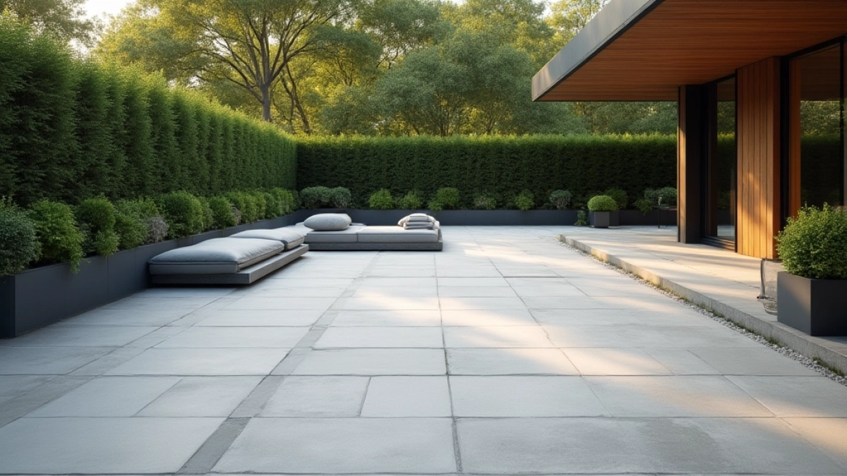 nowoczesny taras z płyt betonowych