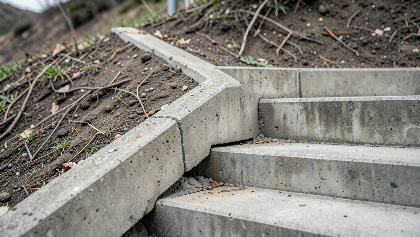 Odstępy płyt betonowych na schodach zewnętrznych