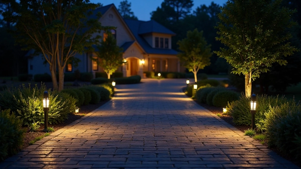 Oświetlenie podjazdu kostka brukowa