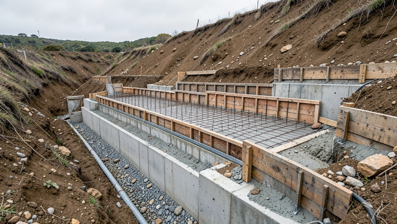 płyta fundamentowa na pochyłym terenie