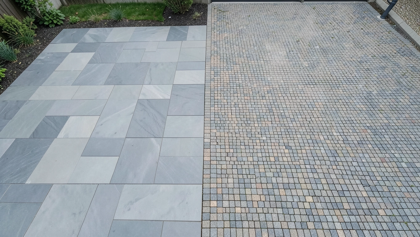 Płyty wielkoformatowe vs kostka brukowa na podjazd