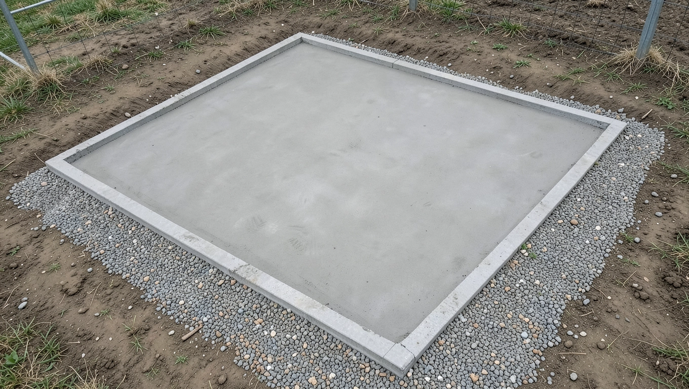 Podłoże pod kojec z płyt betonowych - wylewka i izolacja