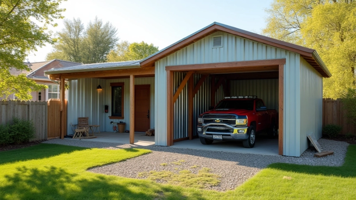 Przedłużenie garażu blaszanego