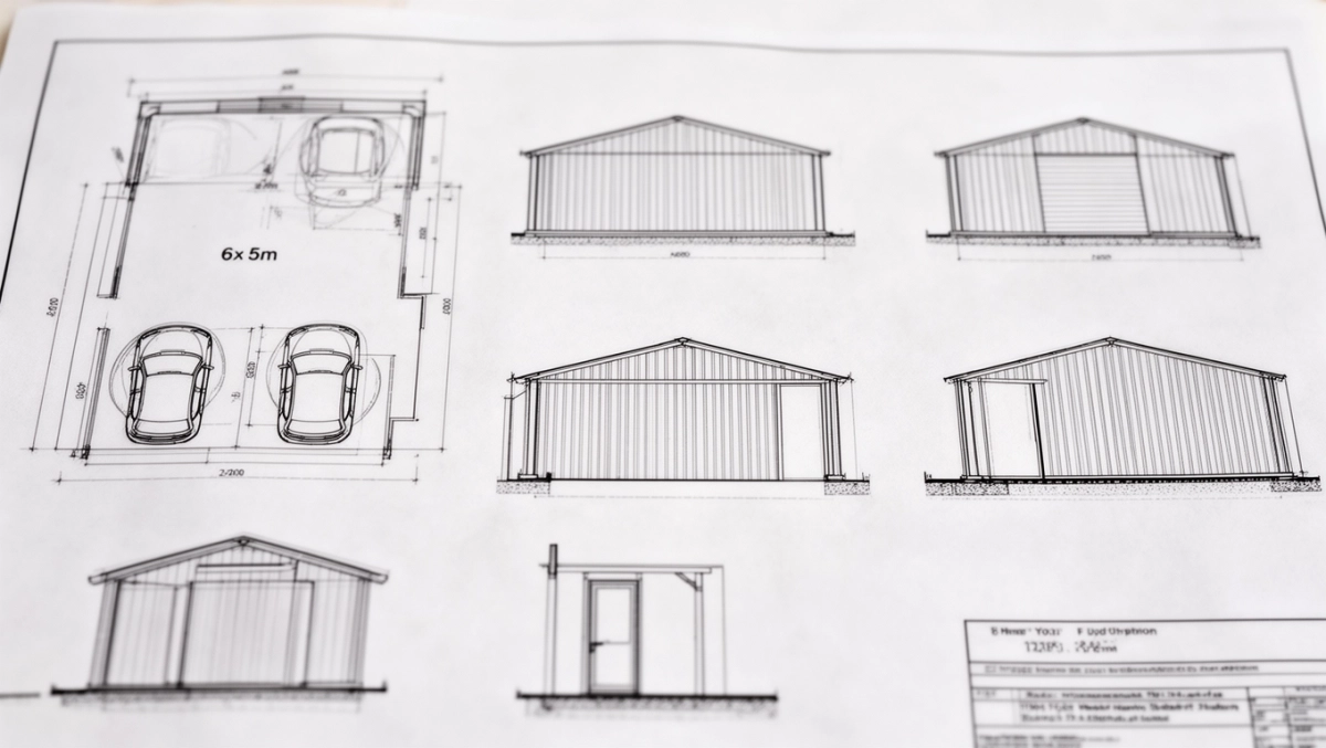 rysunek techniczny projekt garażu blaszanego 6x5
