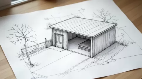 35m2 szkic garażu blaszanego do zgłoszenia