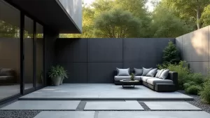 aranżacja tarasu z płyt betonowych