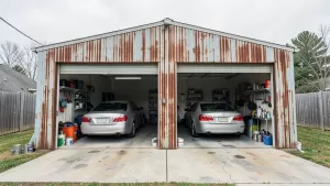 blaszany garaż na dwa samochody