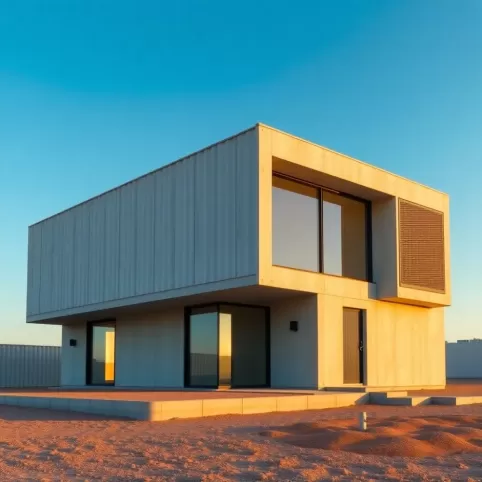 Dom z płyt betonowych ogrodzeniowych