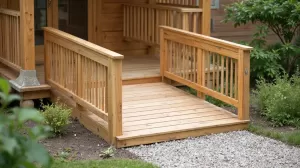 Drewniany podjazd dla niepełnosprawnych