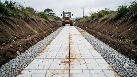 droga dojazdowa z płyt betonowych