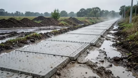 droga tymczasowa z płyt betonowych