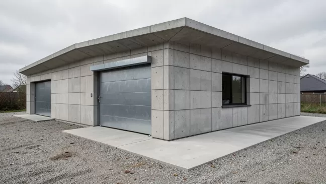 garaż betonowy z płyt betonowych