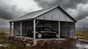 garaż blaszany dwuspadowy 3x6