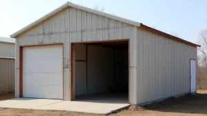 garaż blaszany otynkowany