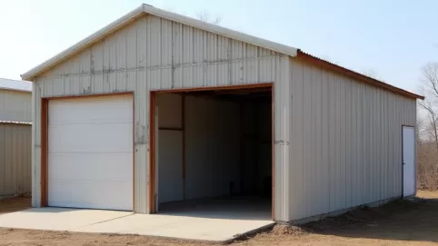 garaż blaszany otynkowany