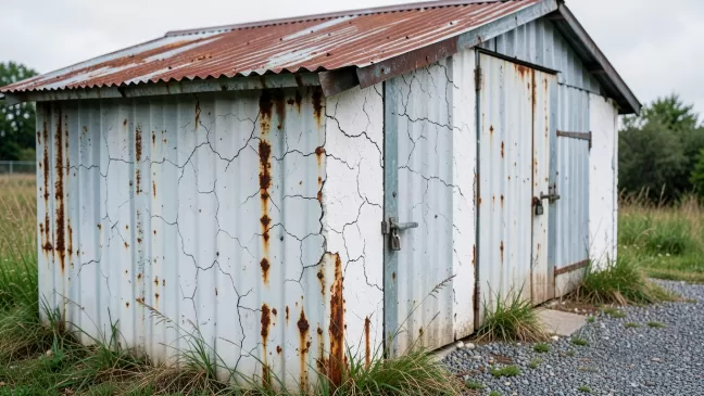 garaż blaszany otynkowany
