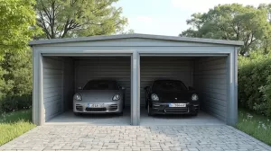 garaż blaszany podwójny