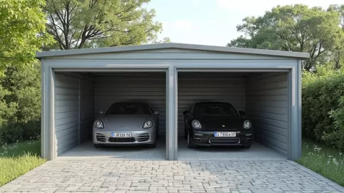 garaż blaszany podwójny