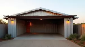 garaż blaszany tynkowany z wiatą