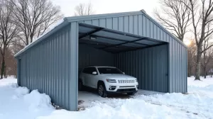 garaż blaszany z profili zamkniętych